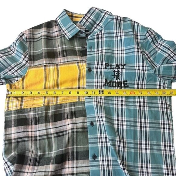 Desigual Men's Patchwork Plaid Cotton Button-Up Long Sleeve Shirt - Size M NWT - Picture 9 of 11